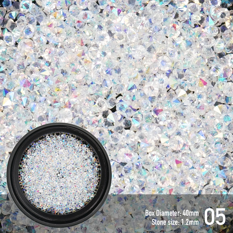 Pixie Crystal Nails Stone 1.2mm Nail Art Strass Mini Sticlă Micro Cristale 3D Piese Apăsați pe unghii Decorare Diamante