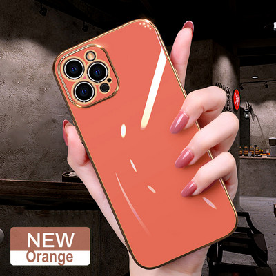 Luksusa Electroplate mīksta silikona kvadrātveida rāmja futrālis iPhone 13 11 12 Pro Max Mini XR X XS 7 8 Plus SE 2020 Shiny Coque Coque