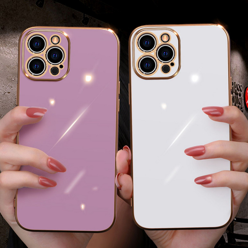 Luksuzna mekana galvanizirana torbica s četvrtastim okvirom za iPhone 13 11 12 Pro Max Mini XR X XS 7 8 Plus SE 2020 Shiny Cover Coque