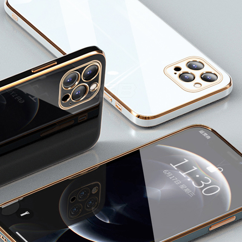 Luksuzna mekana galvanizirana torbica s četvrtastim okvirom za iPhone 13 11 12 Pro Max Mini XR X XS 7 8 Plus SE 2020 Shiny Cover Coque