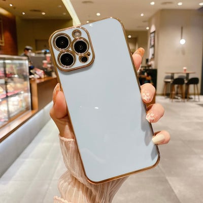 Luksuslik plating kandiline silikoonümbris iPhone 13 12 Mini Pro XS Max X XR 7 8 Plus SE 2020 pehme õhuke läikiv TPU põrutuskindel kate