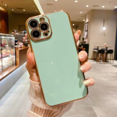 Luksuslik plating kandiline silikoonümbris iPhone 13 12 Mini Pro XS Max X XR 7 8 Plus SE 2020 pehme õhuke läikiv TPU põrutuskindel kate