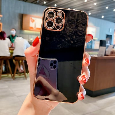 Luksuslik plating kandiline silikoonümbris iPhone 13 12 Mini Pro XS Max X XR 7 8 Plus SE 2020 pehme õhuke läikiv TPU põrutuskindel kate