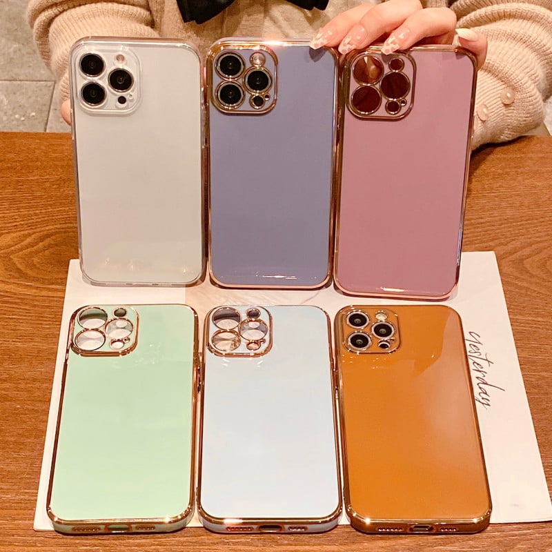 Luksuslik plating kandiline silikoonümbris iPhone 13 12 Mini Pro XS Max X XR 7 8 Plus SE 2020 pehme õhuke läikiv TPU põrutuskindel kate