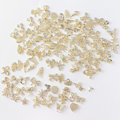 50 kom. Nail Art Alloy 3D privjesci Skupni nasumični dizajni Luksuzni Nail Chrms od legure Kristalni nakit Veleprodaja za DIY Nail Art privjesci 1*