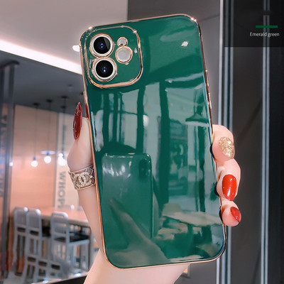 Luksuslik pehme silikoonkattega ruudukujuline ümbris iPhone 12 11 Pro Max Mini iPhone X XS XR SE 2020 7 8 Plus Candy Coque jaoks