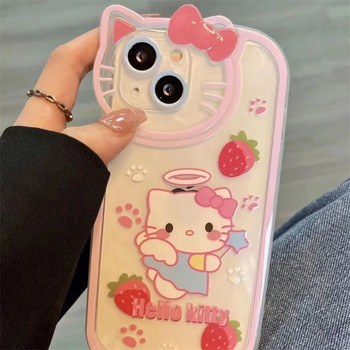 Прозрачен калъф Sanrio Hello Kitty за iPhone 14 13 11 12 Pro Max Mini XS XR 7 8 Plus SE2020 Карикатура Сладко меко противоударно покритие