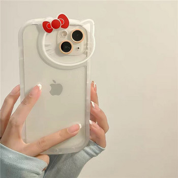 Прозрачен калъф Sanrio Hello Kitty за iPhone 14 13 11 12 Pro Max Mini XS XR 7 8 Plus SE2020 Карикатура Сладко меко противоударно покритие