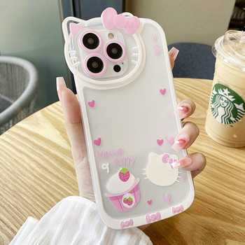 Прозрачен калъф Sanrio Hello Kitty за iPhone 14 13 11 12 Pro Max Mini XS XR 7 8 Plus SE2020 Карикатура Сладко меко противоударно покритие