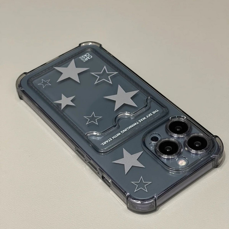 Korea INS-i läbipaistev Star telefoniümbris mahutab fotosid iPhone`i 13 14 11 12 Pro XS Max X XR Punk Fashion põrutuskindla pehme ümbrise jaoks