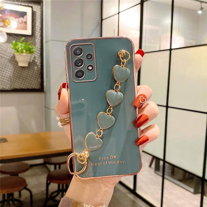 Husă de lux cu placare cu inimă de dragoste pentru Samsung Galaxy A52 A72 A32 A23 A13 A53 A73 4g 5g Husă din silicon pentru brățară A 52s 73 23 53