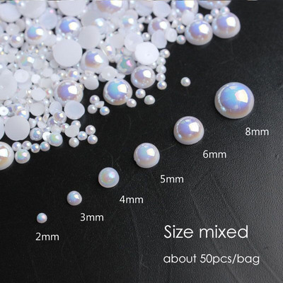 50kom 3D Nail Art Punk srebrni biserni oblik Gotički dizajn Luksuzni privjesci Savjeti za manikuru Ukrasi sa kamenčićima