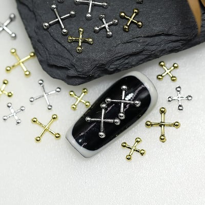 50kom 3D Nail Art Punk srebrni biserni oblik Gotički dizajn Luksuzni privjesci Savjeti za manikuru Ukrasi sa kamenčićima