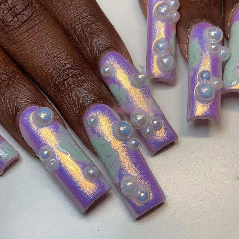 50kom 3D Nail Art Punk srebrni biserni oblik Gotički dizajn Luksuzni privjesci Savjeti za manikuru Ukrasi sa kamenčićima