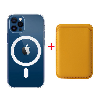 Magsafe`i ümbrisele iPhone 13 12 Mini 11 14 Pro Max 14 Plus XS XR X Macsafe magnetilise nahast rahakoti kaardihoidja jaoks läbipaistev kate