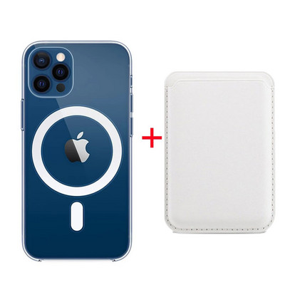 Magsafe`i ümbrisele iPhone 13 12 Mini 11 14 Pro Max 14 Plus XS XR X Macsafe magnetilise nahast rahakoti kaardihoidja jaoks läbipaistev kate