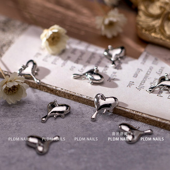 Heart Droplet Tears: Chrome Punk Melt Heart Alloy Mirror Silver Metal Charms Finger Hipping Molten Love Nail Tips Jewellery 2022