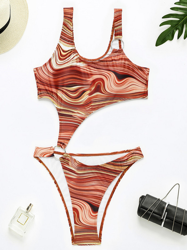 Bandeau push up egyrészes női fürdőruha Mintás fürdőruhák Szexi fürdőruha conjunto biquinis feminino trajes de baño mujer 2022