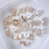 10db 3D Butterfly Love Virág Ötvözet Nail Art Circon Pearl Crystal Fém Manikűr Köröm Kiegészítők Kellékek Dekorációk Bűbáj