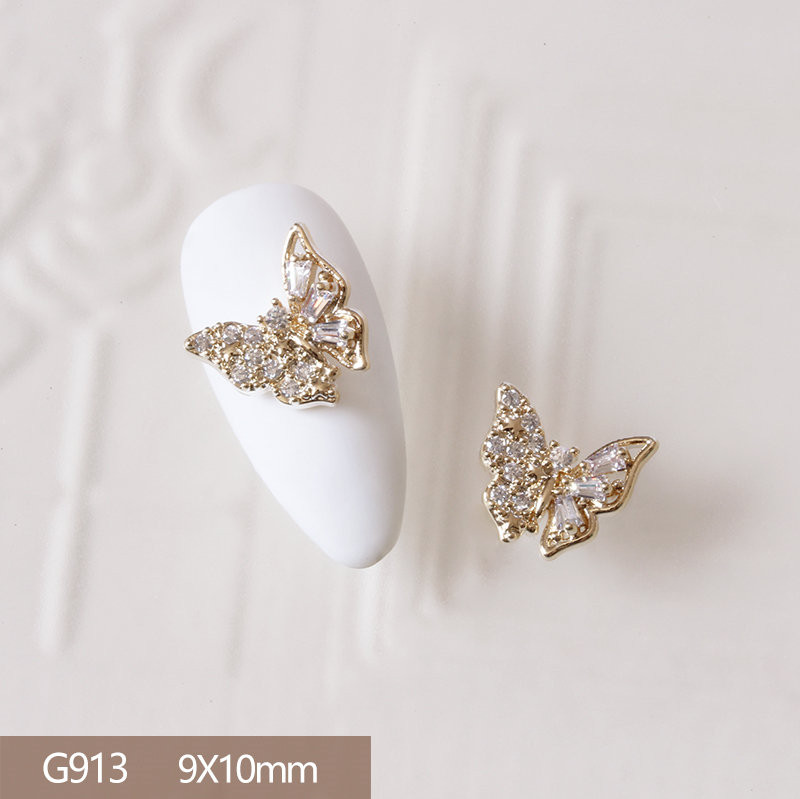 10db 3D Butterfly Love Virág Ötvözet Nail Art Circon Pearl Crystal Fém Manikűr Köröm Kiegészítők Kellékek Dekorációk Bűbáj