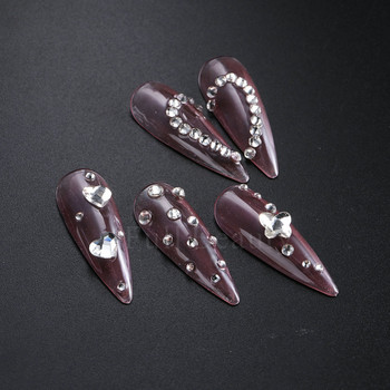 12 решетки, бели кристали, части за нокти, плоски диаманти, бижута, декорации за нокти, кристални камъни, 3D талисмани за нокти CHP07