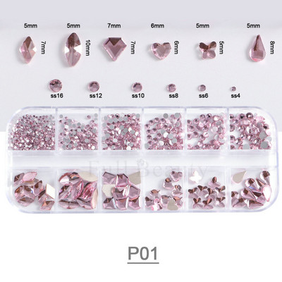 12 grile Pietre de unghii cu strasuri albe Diamante cu spate plat Bijuterii Decoratiuni pentru arta unghiilor Pietra de cristal Brelocuri pentru unghii 3D CHP07