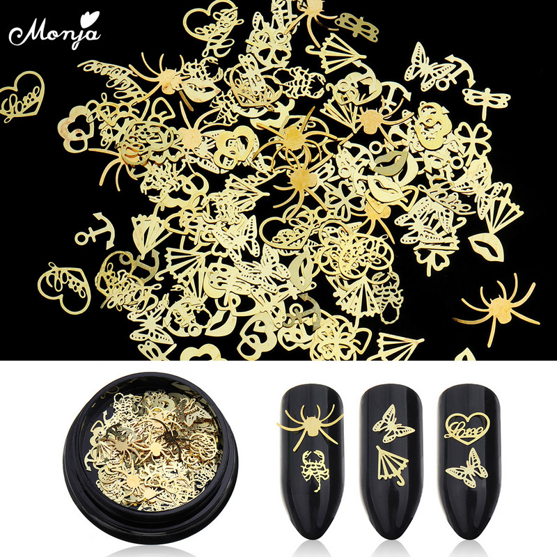 Monja 4 mm-es körömdíszítés fém karácsonyi arany csillogó pelyhek vegyes hópehely DIY 3D csillogók flitterek matricák manikűr dekorációk