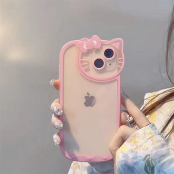 Оригинален прозрачен калъф Sanrio Hello Kitty за iPhone 14 13 11 12 Pro Max XS XR 7 8 Plus SE Карикатура Сладко меко противоударно покритие