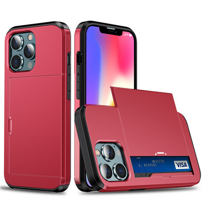 Калъф за телефон Slide Wallet със слот за кредитна карта за iPhone 14 13 12 11Pro Max XR XS Max X 8 7 Plus Edge TPU Armor Удароустойчив заден капак