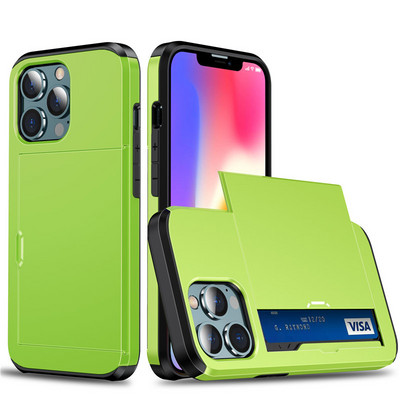 Калъф за телефон Slide Wallet със слот за кредитна карта за iPhone 14 13 12 11Pro Max XR XS Max X 8 7 Plus Edge TPU Armor Удароустойчив заден капак