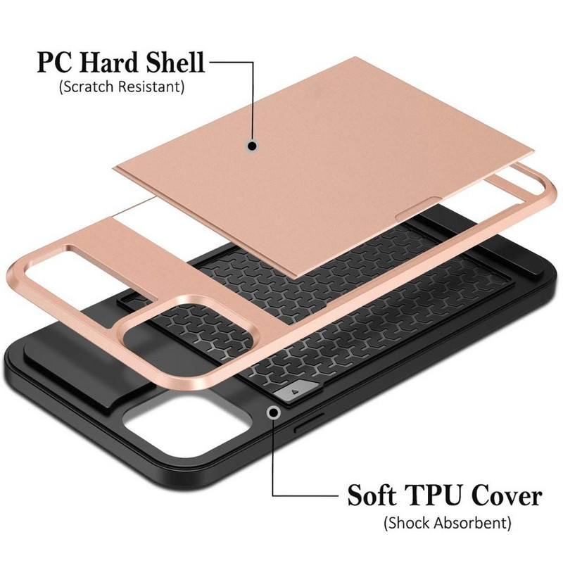 Slide Wallet utor za kreditnu karticu telefonska torbica za iPhone 14 13 12 11Pro Max XR XS Max X 8 7 Plus Edge TPU Armor stražnji poklopac otporan na udarce