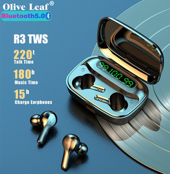 R3 TWS Bluetooth слушалки Музикални слушалки LED захранващ дисплей Сензорно управление Спортни слушалки за Huawei Безжични слушалки Xiaomi