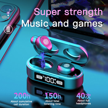 F9-6 Bluetooth Earphone 5.0 Безжични слушалки Стерео Мини Слушалки Спортни слушалки Микрофон с кутия за зареждане за смарт телефон TWS