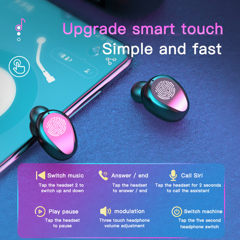 F9-6 Bluetooth slušalice 5.0 bežične slušalice stereo min slušalice sportske slušalice mikrofon s kutijom za punjenje za pametni telefon TWS