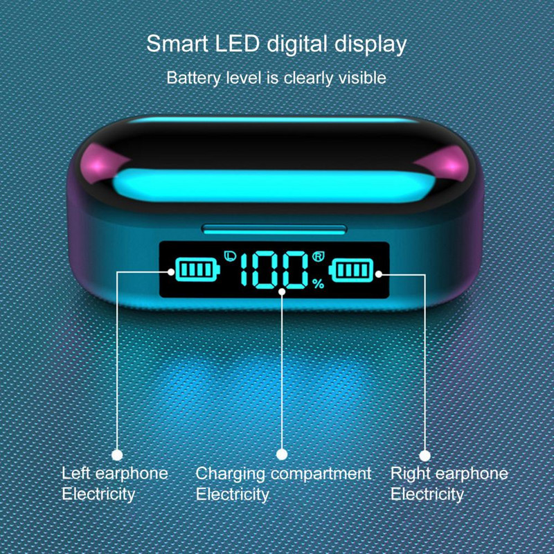 F9-6 Bluetooth slušalice 5.0 bežične slušalice stereo min slušalice sportske slušalice mikrofon s kutijom za punjenje za pametni telefon TWS