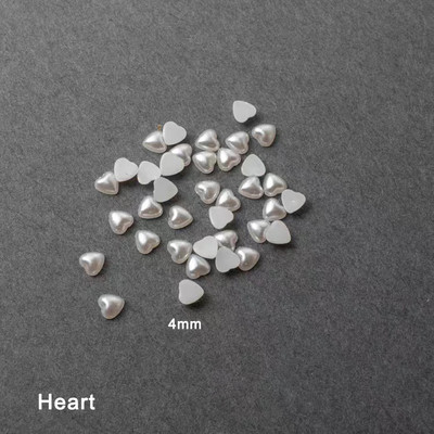 Resin Heart Moon körömdíszítés lapos hátú gyöngyházfényű fehér vegyes méretű 3D manikűr kiegészítők 100/200db