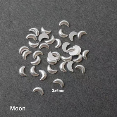 Resin Heart Moon körömdíszítés lapos hátú gyöngyházfényű fehér vegyes méretű 3D manikűr kiegészítők 100/200db