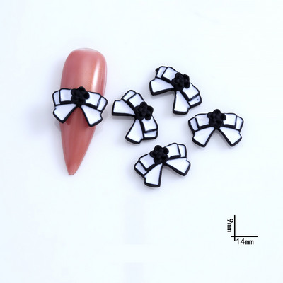 10db Simplicity Design Köröm Kiegészítők Fekete/fehér Romantikus francia körömdíszítéshez DIY csokornyakkendő/virágos körömbűbáj 9*14MM
