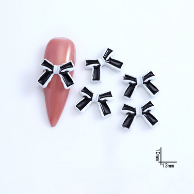 10db Simplicity Design Köröm Kiegészítők Fekete/fehér Romantikus francia körömdíszítéshez DIY csokornyakkendő/virágos körömbűbáj 9*14MM