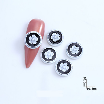 10db Simplicity Design Köröm Kiegészítők Fekete/fehér Romantikus francia körömdíszítéshez DIY csokornyakkendő/virágos körömbűbáj 9*14MM