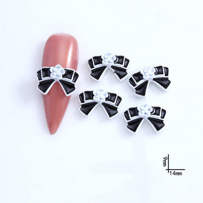 10db Simplicity Design Köröm Kiegészítők Fekete/fehér Romantikus francia körömdíszítéshez DIY csokornyakkendő/virágos körömbűbáj 9*14MM