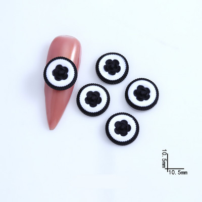 10db Simplicity Design Köröm Kiegészítők Fekete/fehér Romantikus francia körömdíszítéshez DIY csokornyakkendő/virágos körömbűbáj 9*14MM