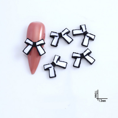 10db Simplicity Design Köröm Kiegészítők Fekete/fehér Romantikus francia körömdíszítéshez DIY csokornyakkendő/virágos körömbűbáj 9*14MM