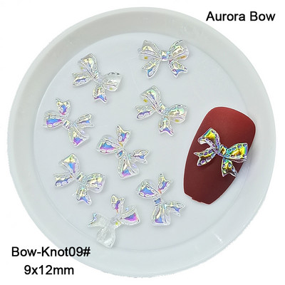 Átlátszó Aurora Bowknot körömdíszítés fehér vegyes alakú gyanta többstílusú 3D köröm barkács kiegészítők 30/100db/táska