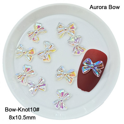 Átlátszó Aurora Bowknot körömdíszítés fehér vegyes alakú gyanta többstílusú 3D köröm barkács kiegészítők 30/100db/táska
