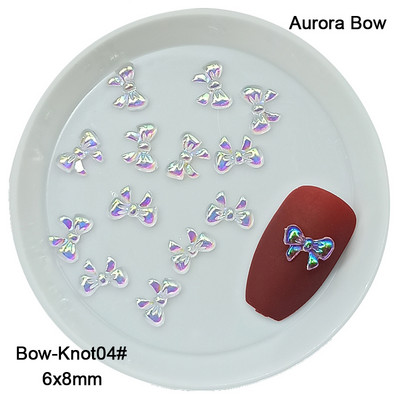 Átlátszó Aurora Bowknot körömdíszítés fehér vegyes alakú gyanta többstílusú 3D köröm barkács kiegészítők 30/100db/táska