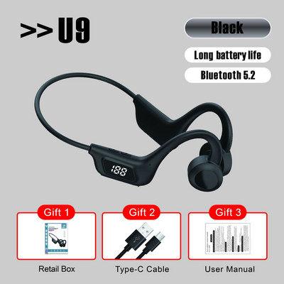 Bezdrôtové Bluetooth slúchadlá s kostným vedením TWS vodotesné športové slúchadlá s redukciou hluku magnetické bežecké slúchadlá s mikrofónom U9