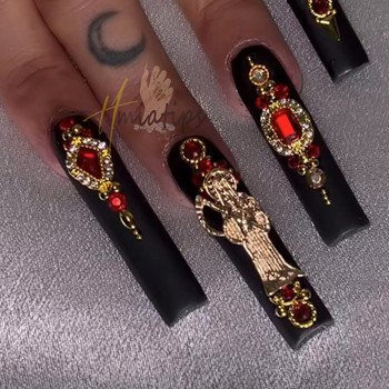 10бр. 3D талисмани за нокти San Judas Луксозни метални чар за нокти Art Charm Позлатени кристали Crystal Направи си сам Аксесоари за декорация на маникюр