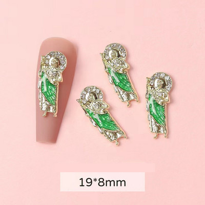 10pc 3D privjesci za nokte San Judas Luksuzni metalni privjesci za nokte Art Charm pozlaćeni kamenčići kristalni DIY pribor za manikuru