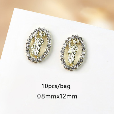 10pc 3D privjesci za nokte San Judas Luksuzni metalni privjesci za nokte Art Charm pozlaćeni kamenčići kristalni DIY pribor za manikuru